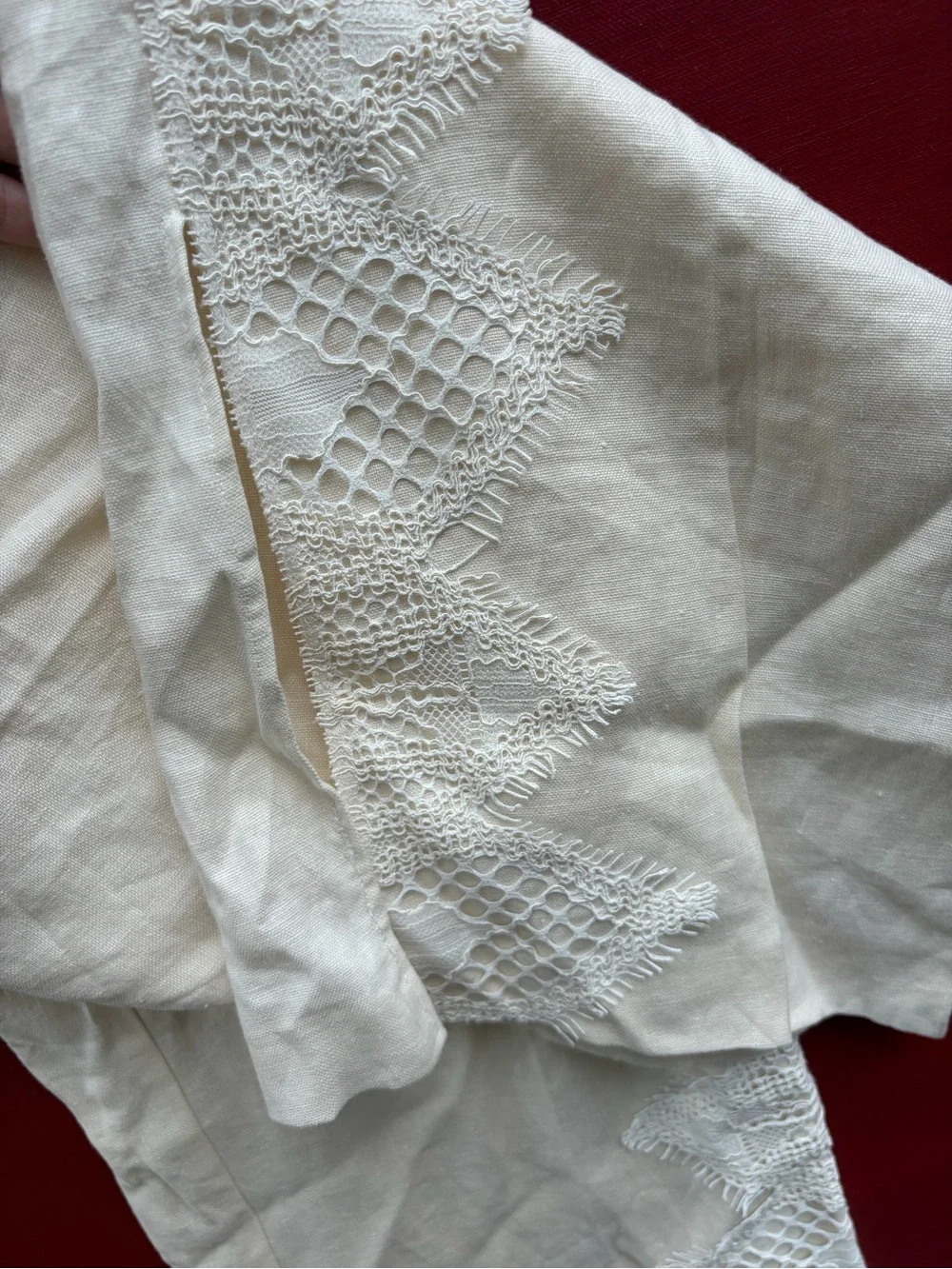 Zara Wide Leg Linen Lace Pants NEW